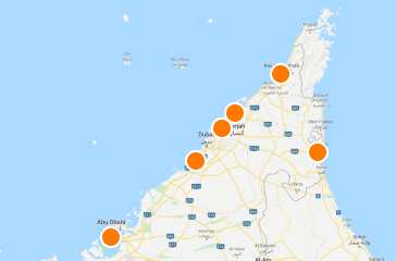 Hotels on map, Emirates